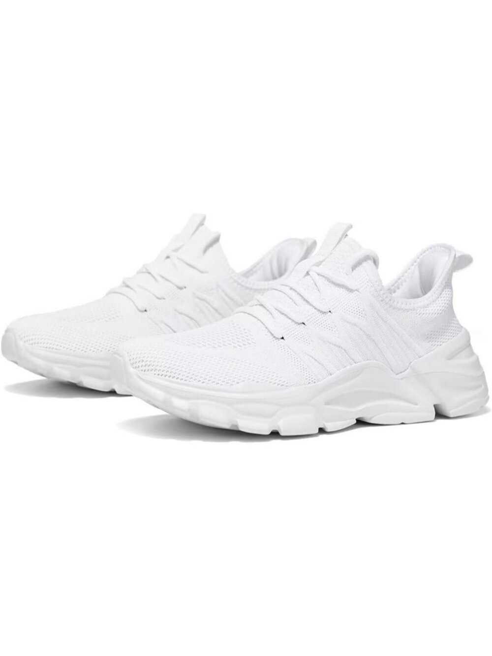 Men's White Lightweight Non Slip Resistant Athletic Sports Walking Sneaker - Picture 6 of 6